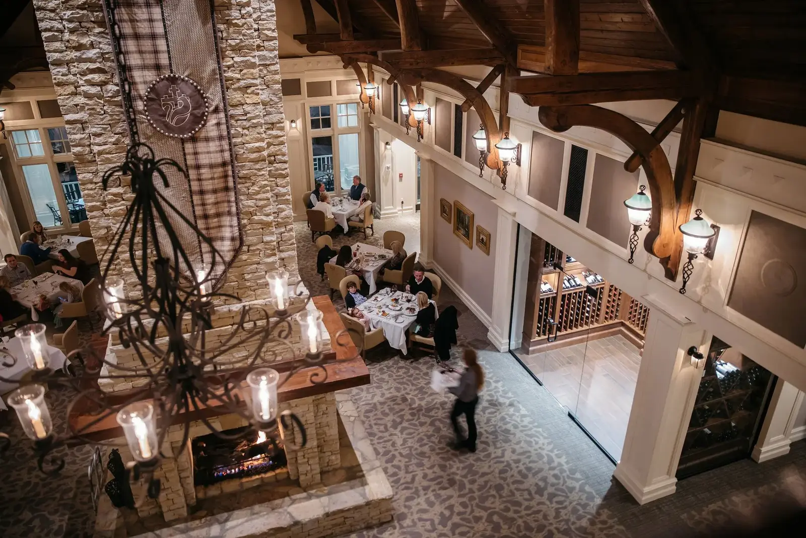 dining room with fireplace